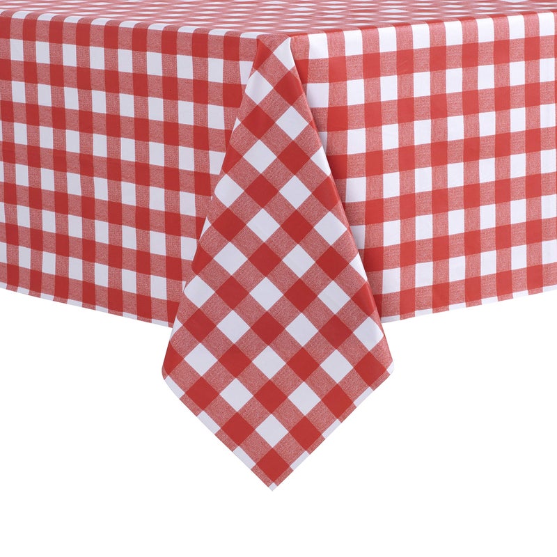 sancua Checkered Vinyl Rectangle Tablecloth - 54 x 78 Inch - 100% Waterproof Oil Proof Spill Proof PVC Table Cloth, Wipe Clean Table Cover for Dining Tables, Buffet Parties and Camping, Red and White - Image 1
